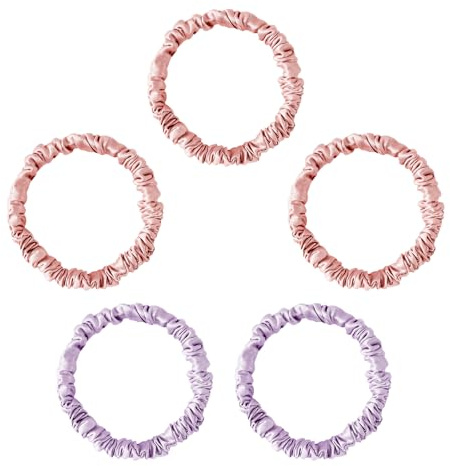 Townssilk - Fascette per capelli in 100% pura seta di gelso da 22 momme, delicate sui capelli, lussuose, elastiche. Confezione da 5 combinazioni