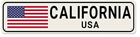 USA-Flaggenschild, Kalifornien-Schild, California Decor United States Location Schild, lustige Wanddekoration für Zuhause/Man Cave, hochwertige Metallschilder 40,6 x 10,2 cm