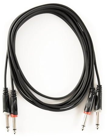 MUSIC STORE, Twinkabel Klinke/Klinke 3 m, Schwarz Audiokabel, Knickschutz