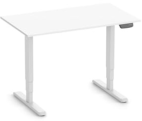 Ergolutions® Primus Schreibtisch, Gestell Weiß, Tischplatte 1200 x 700 x 25 mm Topweiß - Elektrisch Verstellbarer Standing-Desk, 125kg Tragkraft, Memory-Funktion, leise, Kabelmanagement
