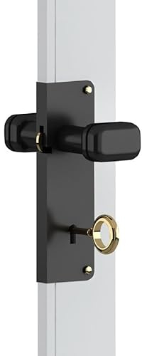 plastik2 Faltschloss mit Knauf aus Aluminium - Griff mit Schloss und Schlüssel (schwarz)