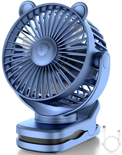 GOTOTO Clip on Fan, Rechargeable Portable Fan with 2000mAh Battery Operated, Small Fan with Powerful Clip Design, 3 Wind Speed, 360° Rotation, Ultra-Low Noise Level Personal Fan for Travel