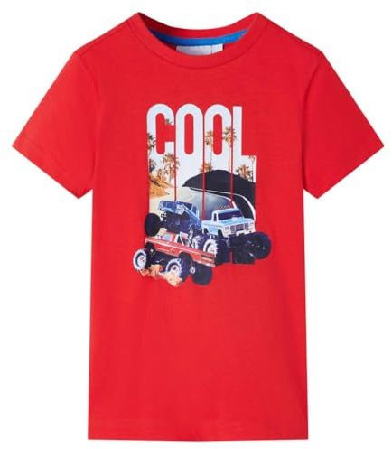 Kinder T-Shirt Rundhalsausschnitt Kurzarmshirt Kindershirt Shirt Kurzarm Rot 140