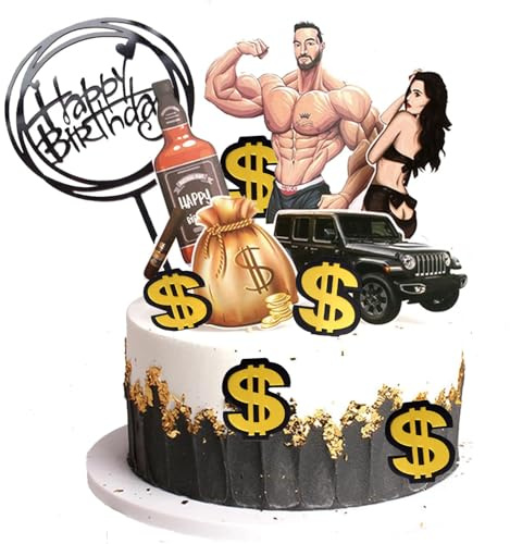 11Pcs Muscle Man Cake Topper, Men Sexy Girl Cake Topper, Bachelor Birthday Party Supplies, Quirky Birthday Supplies