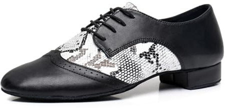 SWDZM Herren Tanzschuhe Leder Standard Latin Salsa Ballsaal Absatz 2.5cm Niedriger