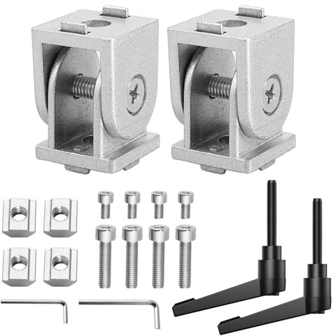 COLFULINE 2PCS Gelenkverbinder, Gelenk Aluprofil 20x20 Nut 6, einstellbarer Winkelverbinder Zinklegierung, Flexibler Scharnier 180 ° Drehbereich, mit Klemmhebel, Montagezubehör für Aluprofil(Silber)