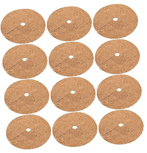TINEASUR 12stücke Kokosfasermatte Für Pflanzen Liner-mulchmatte Runder Antigrasring Pflanzenschutzmatten Aus Kokosfasern Pflanzenscheibe Mit Rundem Design Haltbarer Mulch Für Blumentöpfe