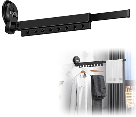 Tendedero Plegable Retráctil Para Colgar Ropa Con Ventosa Estante De Secado De Lavandería Con Barra De Toallas Ahorra Espacio Se Fija A Cristales De Ventanas Cristales De Caravanas Y Azulejos Diversos