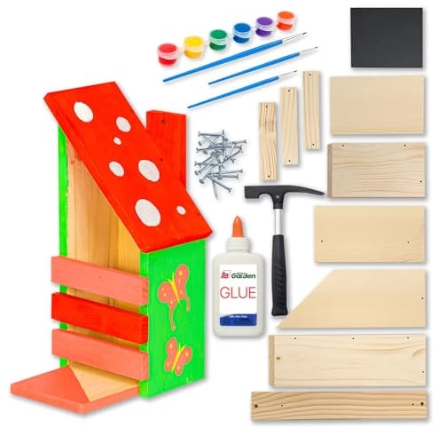 ITA DIY Futterhaus für Eichhörnchen zum Zusammenbauen und Bemalen NuttyNibble - Komplett Bausatz mit Hammer, Nägeln, Farben zum Bauen und Malen für Kinder - Bastelset für Jungen & Mädchen
