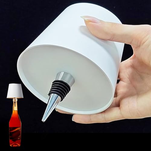 Rehenbsem Wireless Bottle Lamp,Wine Bottle LED Night Light,Touch Cordless Bottles Table Lamp with RGB Breathing Light,Bottle Lights with 3 Modes Light Dimming for Bar Restaurant Cafe (White)