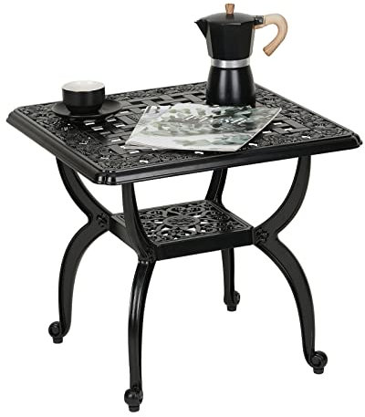 Im Freien gegossener Aluminium-Beistelltisch, Patio-Beistelltisch, Hinterhof, Pool, Innenbereich, einfache Wartung, wetterbeständiger Couchtisch, Porch Table, Bistrotisch (53Fang HEI)