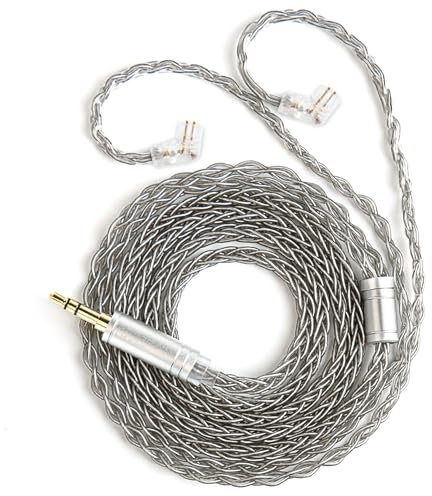 Kbear ST12 4N High-purity ofc Silver-plated HiFi IEM Cable for in Ear Monitor, Audiophile, KZ ZSN PRO X Earphone Upgraded Cable for KZ EDX Pro ZS10 PRO ZAS ZAR ZST Headphones(3.5 C PIN, Silver, 1.2m)