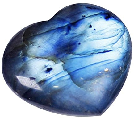 Stronrive Pierre de poche Labradorite, Pierre de poche polie en minéral Reiki en forme de cœur naturel, Collection minérale Reiki Pocket Crystal Tumble, pierres bouffantes en forme de cœur pour cadeau