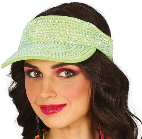 FIESTAS GUIRCA | Schirmmütze Grün mit Strass (Einheitsgröße) - Kostümzubehör für Junggesellenabschiede, 80er Jahre und Sportevents - Ideal für Erwachsene Unisex - Grün