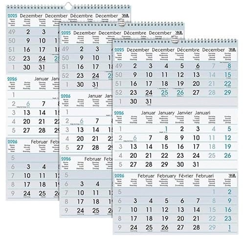 3-Monats-Wandkalender 2025 blau 32x48cm - 1 Stück