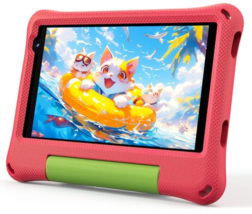 CALLSKY-NOTE Tableta infantil de 8 pulgadas para niños Android 14, tableta Octa-Core 64GB 2TB WiFi expandible para niños con funda EVA a prueba de golpes, certificado GMS, cámara dual, BT, rojo rosa