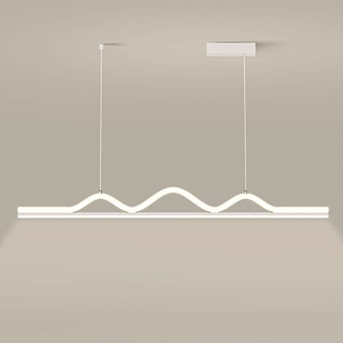Lámparas Colgantes largas para Comedor, lámpara Colgante LED Moderna, lámpara Colgante de Onda de Metal Lineal con Pantalla acrílica, Luces Colgantes para Isla de Cocina, candelabros sobre Fregadero