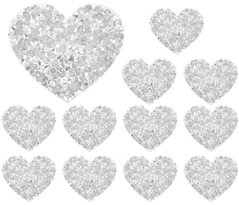 12 Stück Strass-Herz-Aufnäher, Herzform, Diamant-Applikationen, selbstklebend, Liebe, Glitzer, Kristall, Flicken in Herzform, zum Aufbügeln für Kleidung, Jeans, Schuhe, Hüte, Reparatur-Dekoration