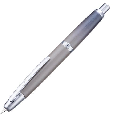 Jinhao 10 Press Füllfederhalter mit Box, Farbverlauf Grau einziehbare feine Feder mit Tintenkonverter-Set (Silber Clip)