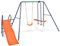 Xichuzi Schaukelset mit Rutsche und 3 Sitzen Orange, Schaukelgestell, Schaukel Outdoor Mit Gestell, Doppelschaukel, Gartenschaukel, Draußen Schaukeln - 91359