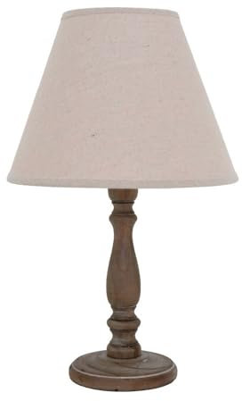 Tischlampe FARMY braun rustikal D23cm aus Holz im Landhausstil Farmhouse E27