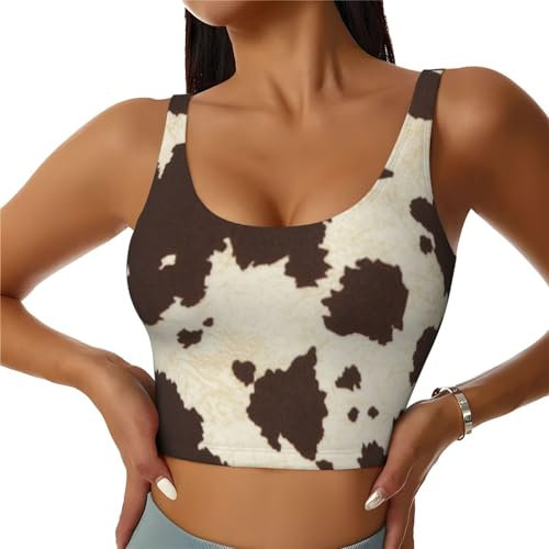 asbwuo Kuhfell-Druck Druck Damen Sportweste Activewear Racerback BHS Große Brust Weste Tops