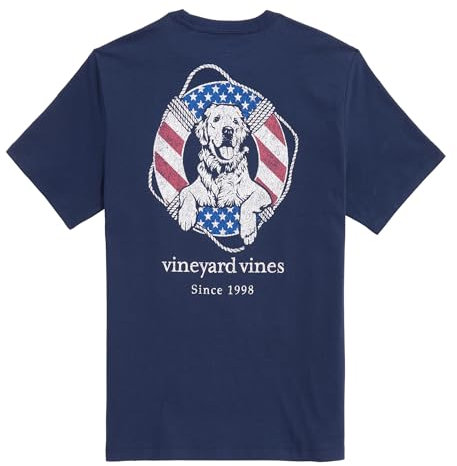 vineyard vines Men's USA Dog Life Ring Short-Sleeve Pocket Tee, Blue Blazer, Medium
