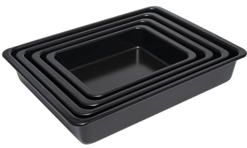 ProCook Roasting Tin Set - 4 Piece, 26 x 19.5 x 5cm, 31 x 23 x 5.5cm, 36 x 27 x 6.5cm, 41 x 31 x 7cm, Black Carbon Steel Non Stick Oven Baking Pans - Durable Heavy Duty Cookware