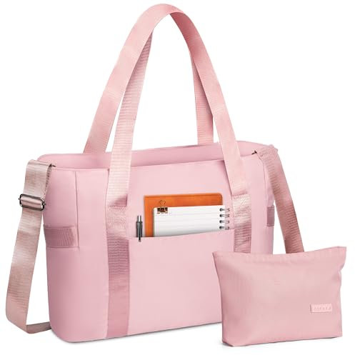 SKCOYH Shopper Tasche Damen, Arbeitstasche Damen Groß Wasserdicht mit Reißverschluss & Laptopfach, Handtasche Damen für Uni, Schule, Alltag (Rosa)