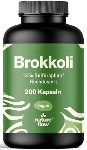 Brokkoli Kapseln hochdosiert – 200 Kapseln – 1000 mg pro Tag | 130 mg Sulforaphan aus Brokkolisprossen – vegan, produziert in Deutschland