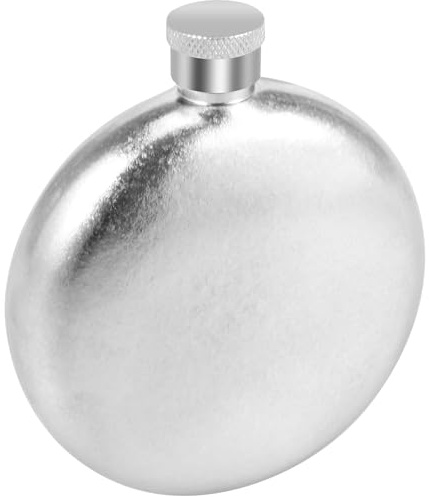 160ML Titanium Portable Flat Round Wine Flask Frosted Surface Leaf Proof Hip Flask Wine Bottle with Screw Cap for Camping Hiking Climbing Outdoor Activity