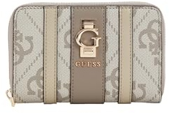 GUESS portafoglio Erenia Zip Around Wallet Dark Taupe Logo grigio talpa
