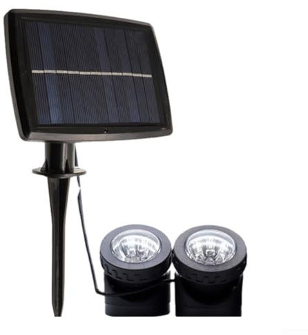 Solar Rasen Garten Landschaft Lichter mit verstellbarem Strahler und Solarpanel, IP68 Wasserdicht für den Außenbereich, Automatischer Dämmerung bis Morgendämmerung Sensor (2)