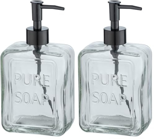 Wenko Dosificador de jabón Pure Soap, Transparente (Lot de 2)