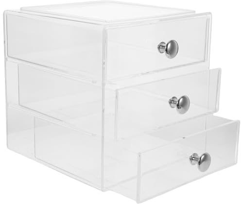 Transparenter mit Dreilagiger Acryl Schubladenorganizer Griff | Stapelfähiges Design, Tischplatte Geeignet, für Haarspangen und Schmuck, Klare Aufbewahrungsbox