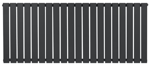 Flat Single Column Radiator 600mm x 1400mm Modern Designer Single Panel Central Heating Heater Anthracite Grey Carbon Steel Horizontal Kitchen Living Room FREE Cleaning Brush Fixing Kit & Brackets