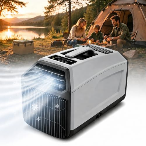 KPOUYYDS Aire Acondicionado Portátil, Climatizador Camper - 4500/5100 BTU Doble Tubo, 330W Bajo Consumo para Tienda, Furgoneta, Off-Grid 4500BTU/AC