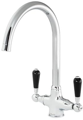 Reginox Brooklyn swan Neck Kitchen Mixer Black levers