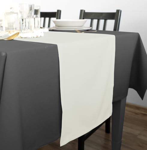 Rollmayer Hochwertiger Tischläufer Tischwäsche Uni einfarbig Pflegeleicht Kollektion Vivid, Farbe & Größe wählbar 21 Farben zur Auswahl, Produkt für den täglichen Gebrauch (Ecru 2, 40x200cm)