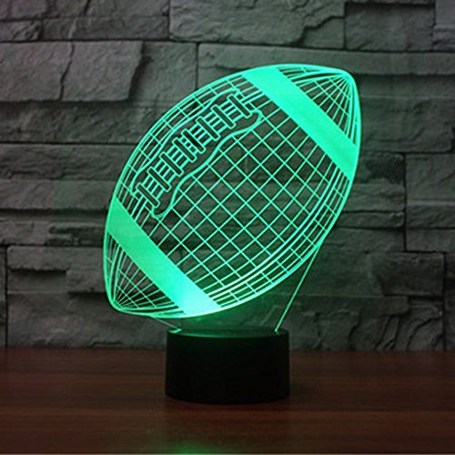 HPBN8 Ltd 3D Rugby Lampe USB Power 7 Farben Amazing Optical Illusion 3D Wachsen LED Lampe Formen Kinder Schlafzimmer Nacht Licht