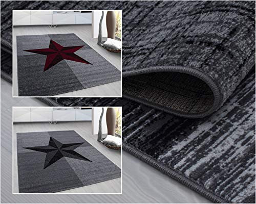 Ayyildiz Teppich-Modern Designer Teppich Stern Motiv Meliert, Polypropylen, Grau, 80 X 300