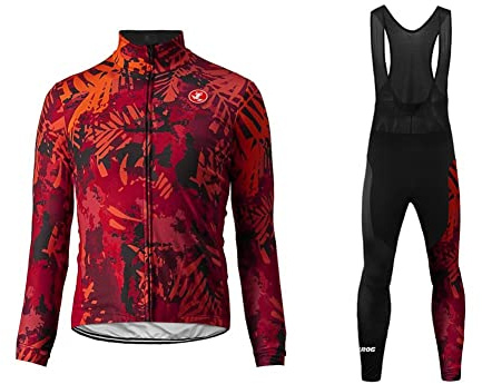 UGLY FROG Bike Wear Radtrikot Herren Lange Ärmel, Fahrradbekleidung Set Herren Radtrikot Fahrrad Trikot Langarm + Lange Hosen mit Sitzpolster Reflektierend Anzüge