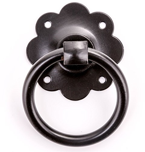 70mm Black Ring Gate Handle On Plate