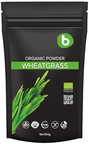 Organic Wheatgrass Powder, for Detox & Immunity Support, Superfood, Vegan, Rich in Fibers, Chlorophyll, Minerals, Gluten-Free, Raw, 454g