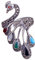 NicoWerk Damen Silberring Pfau aus 925 Sterling Silber Vintage mit Stein Bunt Breit Edelstein Vogel Verstellbar Offen SRI371