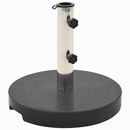 vidaXL Round Black Parasol Base - 20kg Heavy Duty Granite Umbrella Holder with Secure Locking Bolts & Pole Adapter