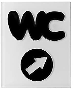 Schönbeck Design WC-Schild mit Pfeil Wegweiser WC Toilettenschild Türschild schwarz-weiß