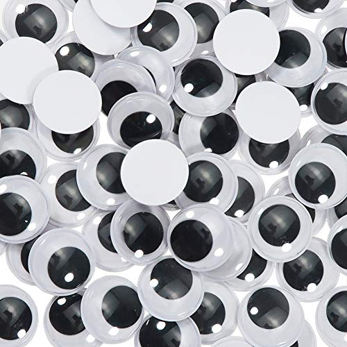 TOAOB 70 Stück Selbstklebend Wackelaugen Runde Schwarz Weiß 30mm Kunststoff Augen für Scrapbooking Kunsthandwerk Puppe Zubehör
