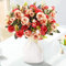 LESING Künstliche Seidenrose mit Vase, Kunstblumen, Hochzeitsblumen, Blumensträuße, Arrangement, Zuhause, Büro, Party, Tafelaufsatz, Tischdekoration (rot)