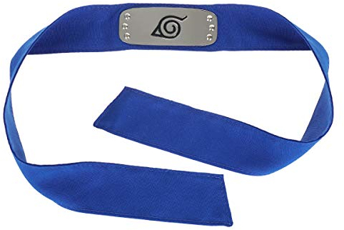 CoolChange Ninja Stirnschutz, Konoha Stirnband, Blaues Stoffband, Metallplatte mit Konohagakure Wappen